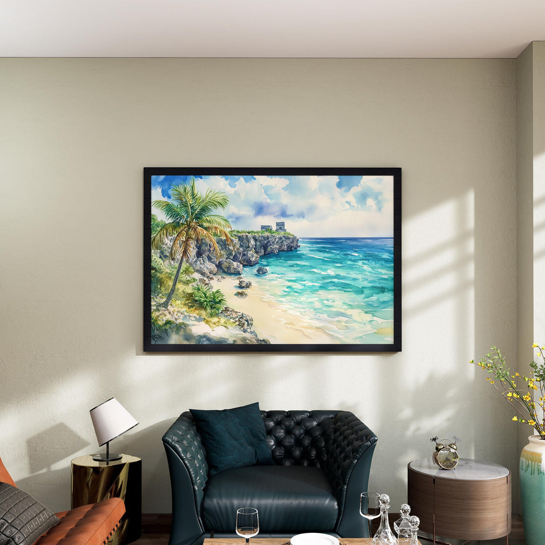 Cozumel Mexico Watercolor Poster Cozumel Travel Print Island Beach Painting Coastal Wall Art Caribbean Souvenir