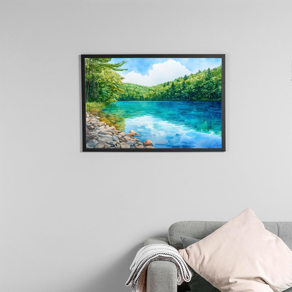 Green Lake State Park New York Watercolor Poster Green Lake Travel Print Landscape Painting Wall Art Upstate Souvenir