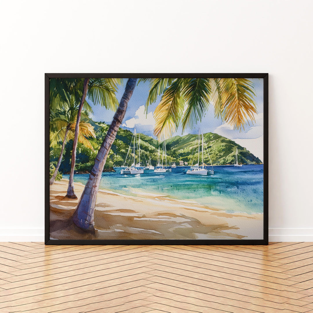 Saint Vincent and the Grenadines Watercolor Poster Caribbean Travel Print Island Landscape Painting Coastal Wall Art Souvenir