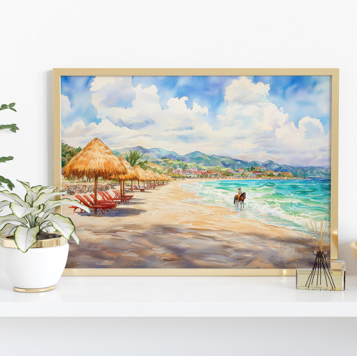 Mexico Watercolor Poster Mexico Travel Print Country Landscape Painting Cultural Wall Art Latin America Souvenir