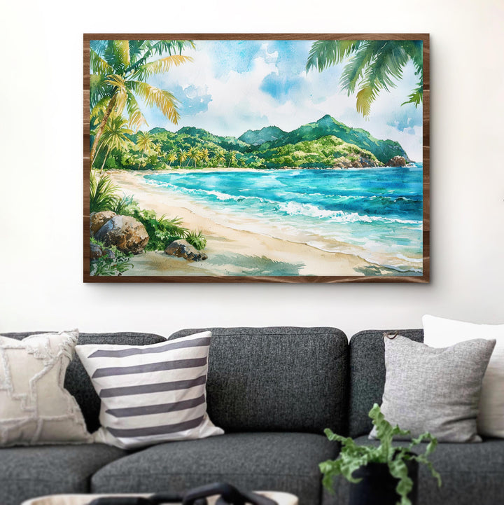 Grenada Watercolor Poster Caribbean Travel Print Island Landscape Painting Coastal Wall Art Tropical Souvenir