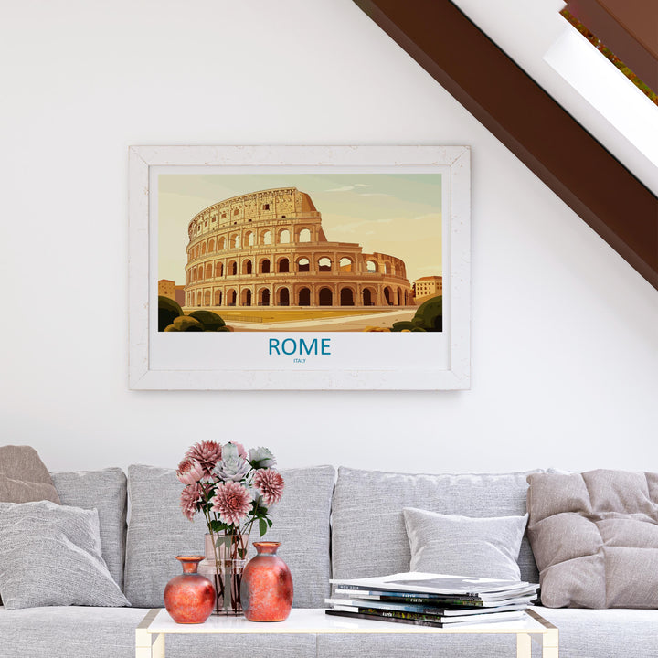 Rome Italy Landscape Travel Poster Scenic City Wall Art Ancient Architecture Print European Decor Historic Rome Cityscape Artwork