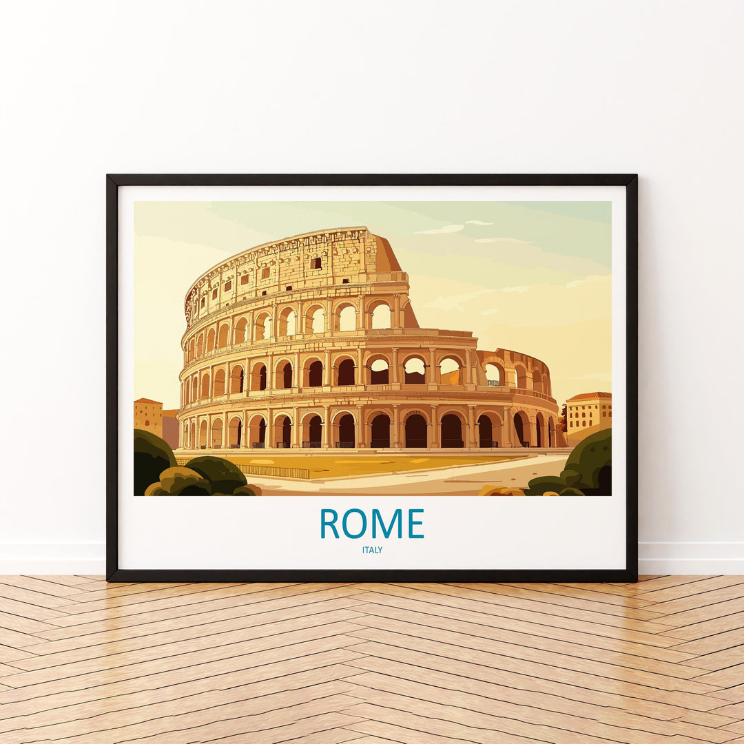 Rome Italy Landscape Travel Poster Scenic City Wall Art Ancient Architecture Print European Decor Historic Rome Cityscape Artwork
