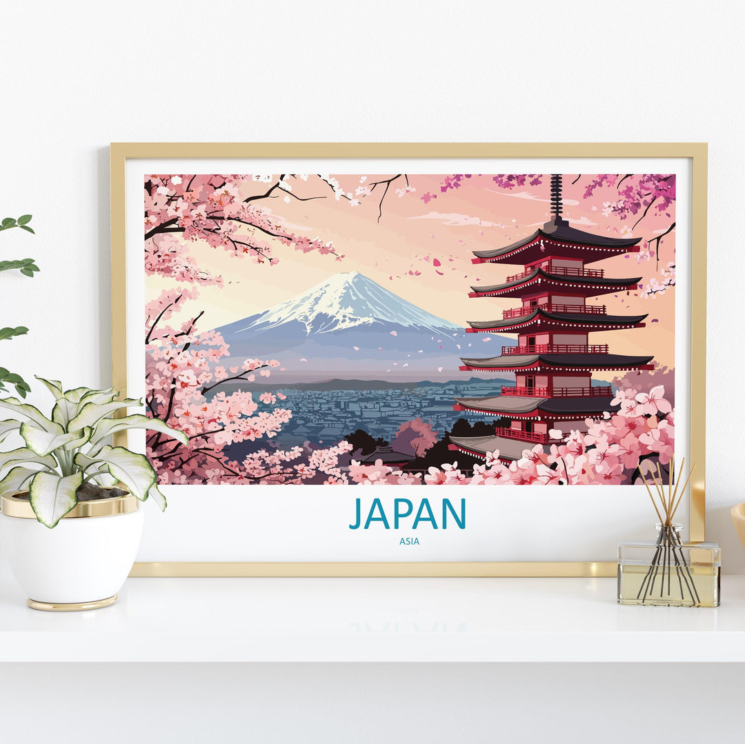 Japan Landscape Travel Poster Scenic Country Wall Art Japanese Culture Print Asia Decor Mount Fuji Cityscape Traditional Japan Artwork