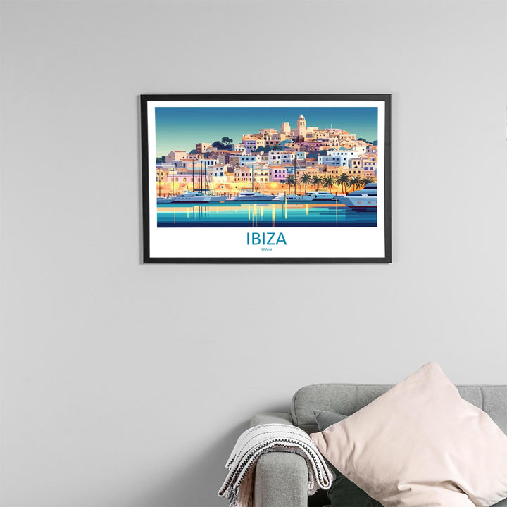 Ibiza Spain Landscape Travel Poster Scenic Island Coast Wall Art Mediterranean Print Europe Decor Sunset Ibiza Cityscape Artwork