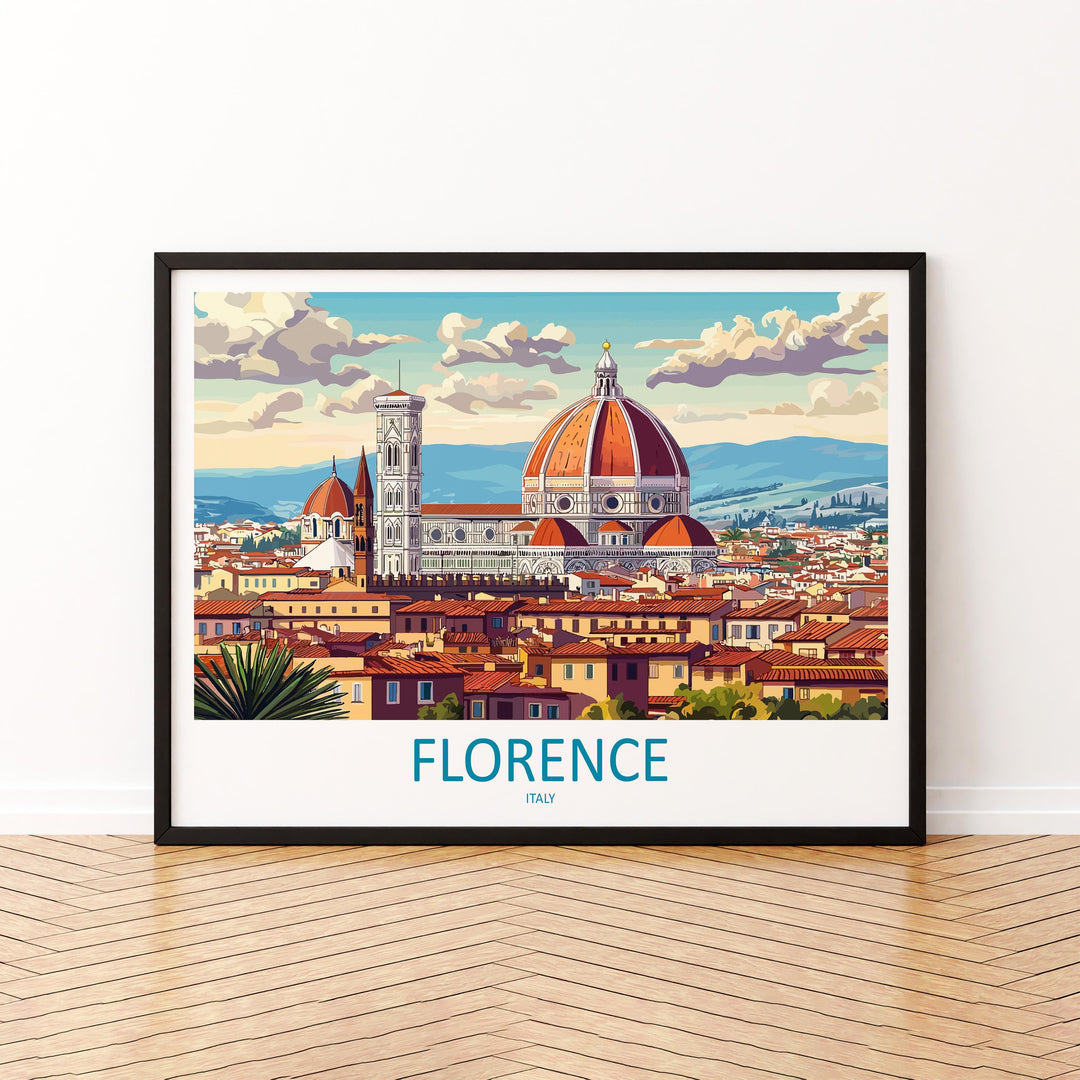 Florence Italy Landscape Travel Poster Scenic City Wall Art Renaissance Architecture Print Europe Decor Historic Florence Artwork