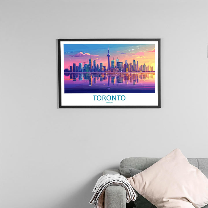 Toronto Canada Landscape Travel Poster Scenic City Skyline Wall Art Modern Architecture Print Ontario Decor Toronto Urban Artwork