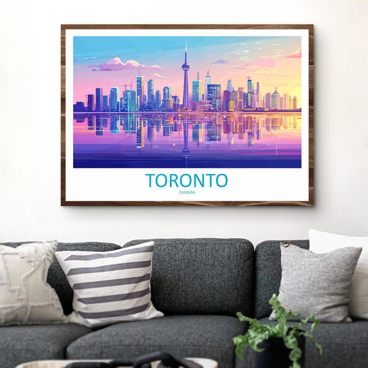Toronto Canada Landscape Travel Poster Scenic City Skyline Wall Art Modern Architecture Print Ontario Decor Toronto Urban Artwork