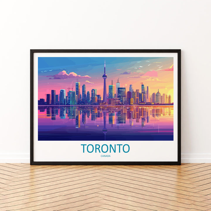 Toronto Canada Landscape Travel Poster Scenic City Skyline Wall Art Modern Architecture Print Ontario Decor Toronto Urban Artwork