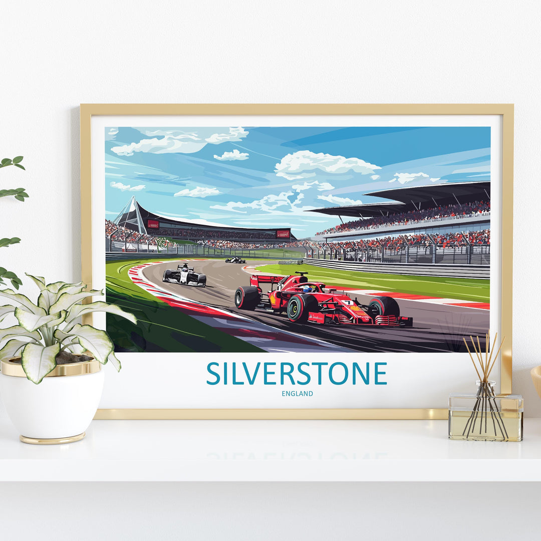 Silverstone England Landscape Travel Poster Scenic Racetrack Motorsport Wall Art UK Circuit Print Europe Decor Silverstone Track Artwork