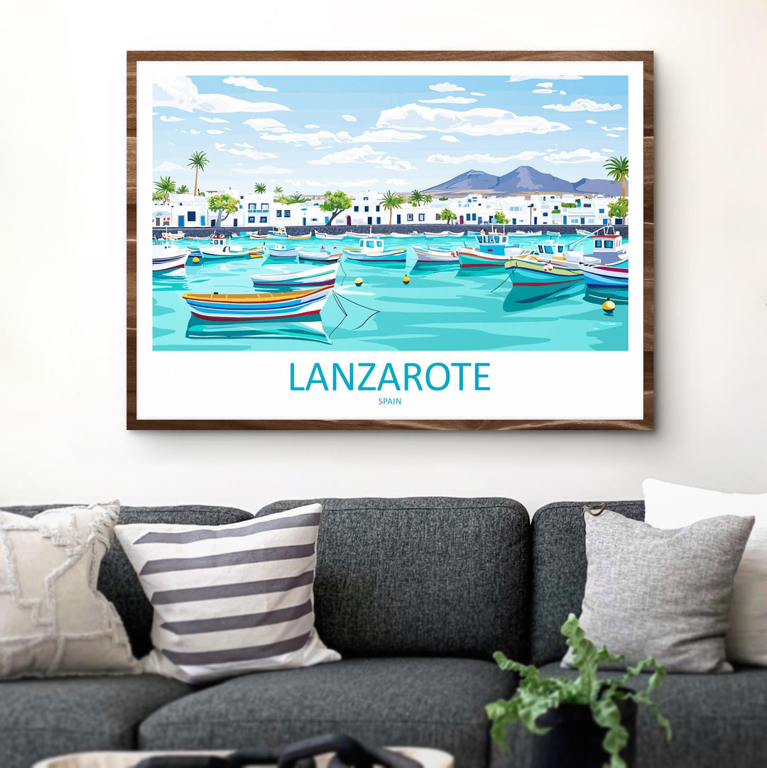 Lanzarote Spain Landscape Travel Poster Scenic Volcanic Island Wall Art Canary Coast Print Europe Decor Beautiful Lanzarote Artwork