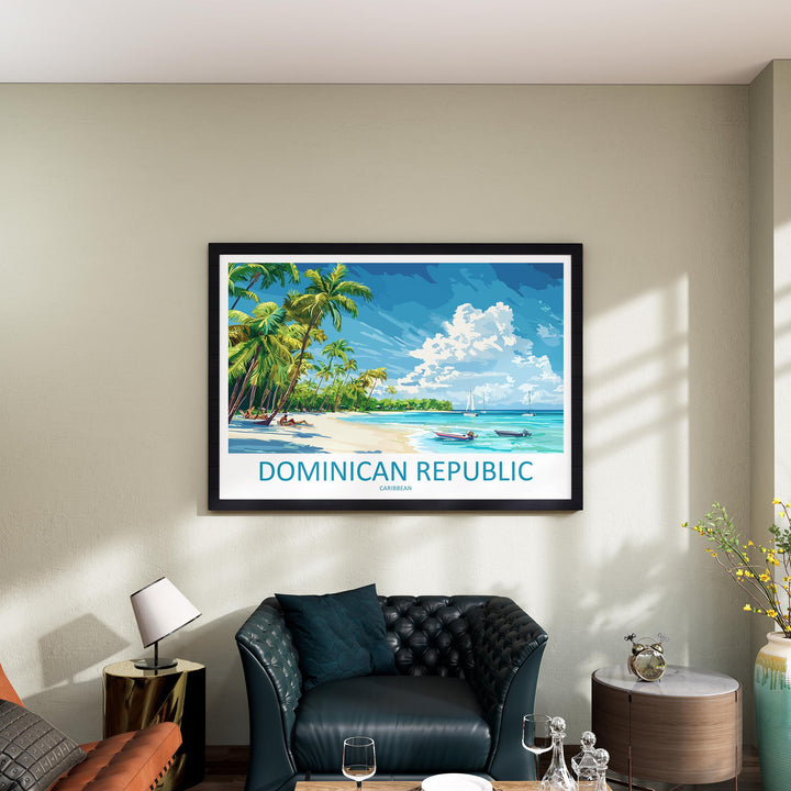 Dominican Republic Landscape Travel Poster Scenic Tropical Coastline Wall Art Caribbean Beaches Print Island Decor Dominican Artwork