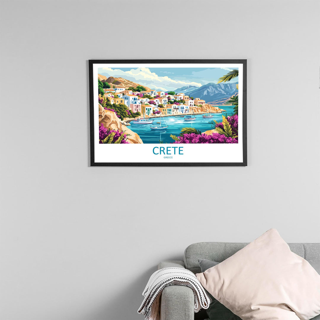 Crete Greece Landscape Travel Poster Scenic Island Coastline Wall Art Mediterranean Beaches Print Europe Decor Beautiful Crete Artwork