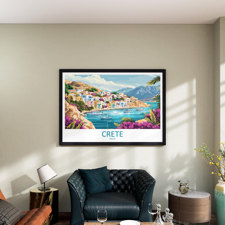 Crete Greece Landscape Travel Poster Scenic Island Coastline Wall Art Mediterranean Beaches Print Europe Decor Beautiful Crete Artwork