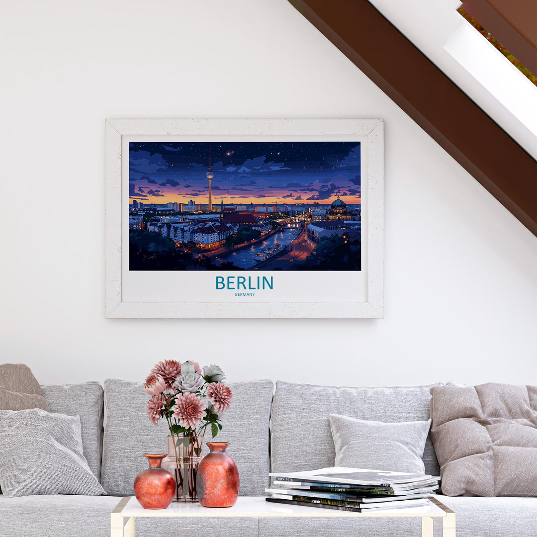 Berlin Germany Landscape Travel Poster Scenic City Skyline Wall Art Modern Landmarks Print Europe Decor Historic Berlin Artwork