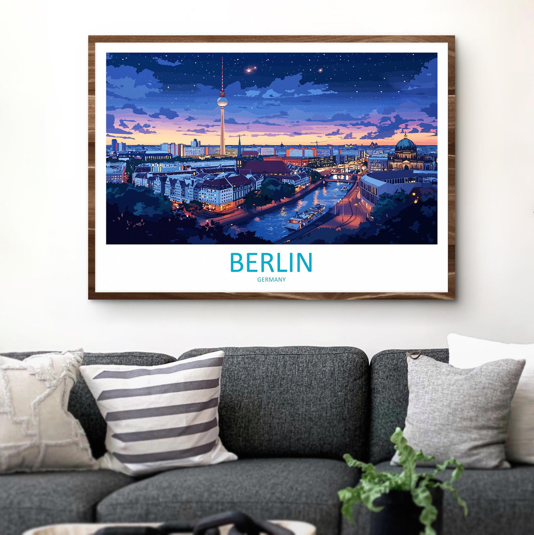 Berlin Germany Landscape Travel Poster Scenic City Skyline Wall Art Modern Landmarks Print Europe Decor Historic Berlin Artwork