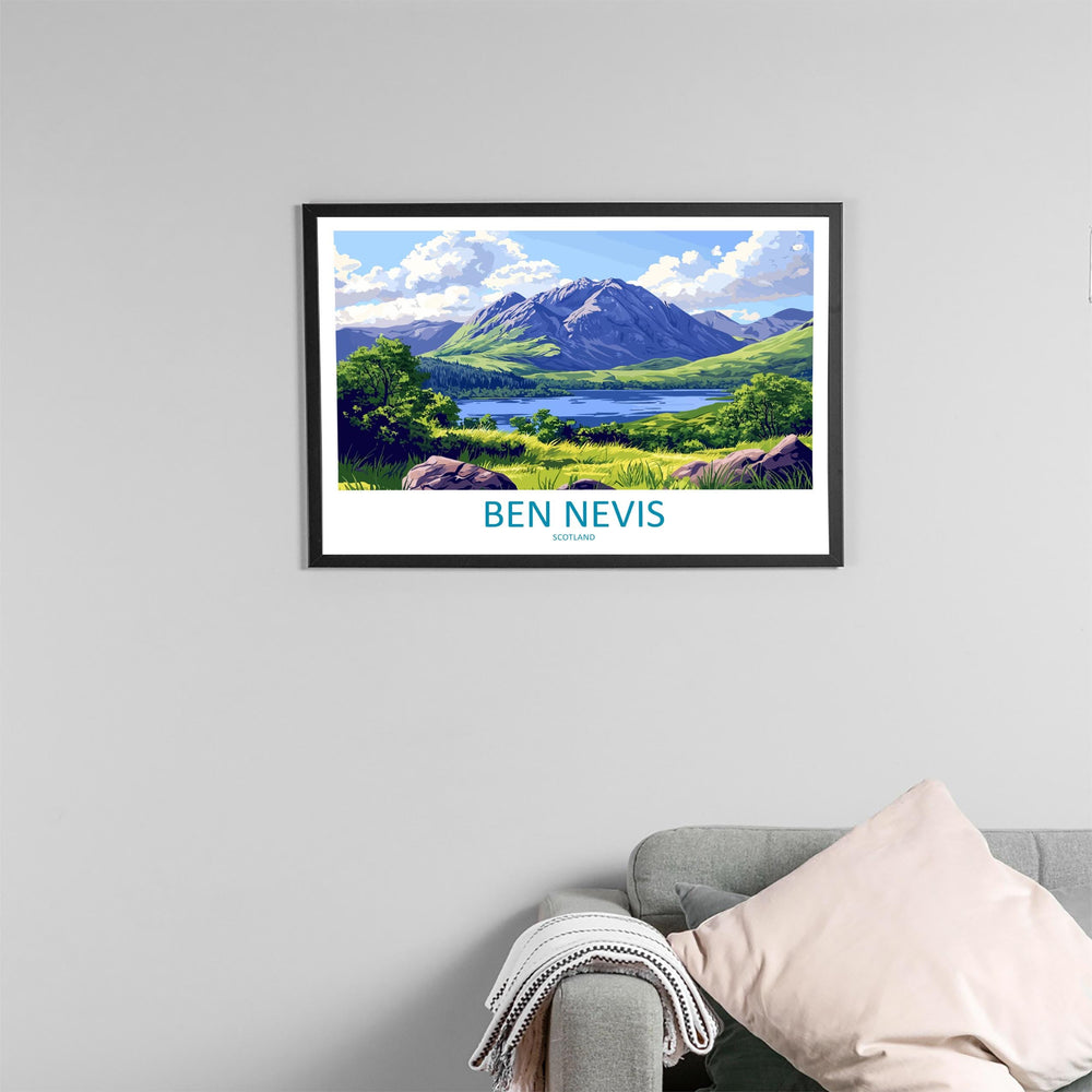 Ben Nevis Scotland Landscape Travel Poster Scenic Mountain Highlands Wall Art UK Peak Print Nature Decor Ben Nevis Artwork