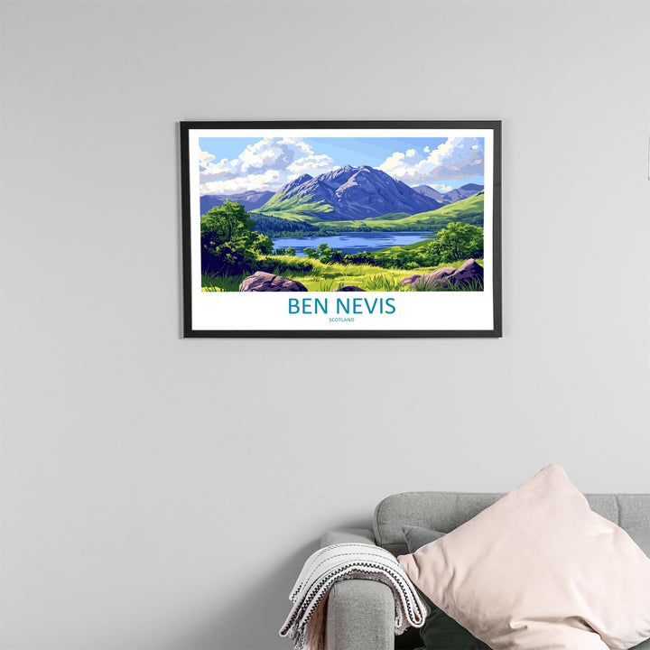 Ben Nevis Scotland Landscape Travel Poster Scenic Mountain Highlands Wall Art UK Peak Print Nature Decor Ben Nevis Artwork