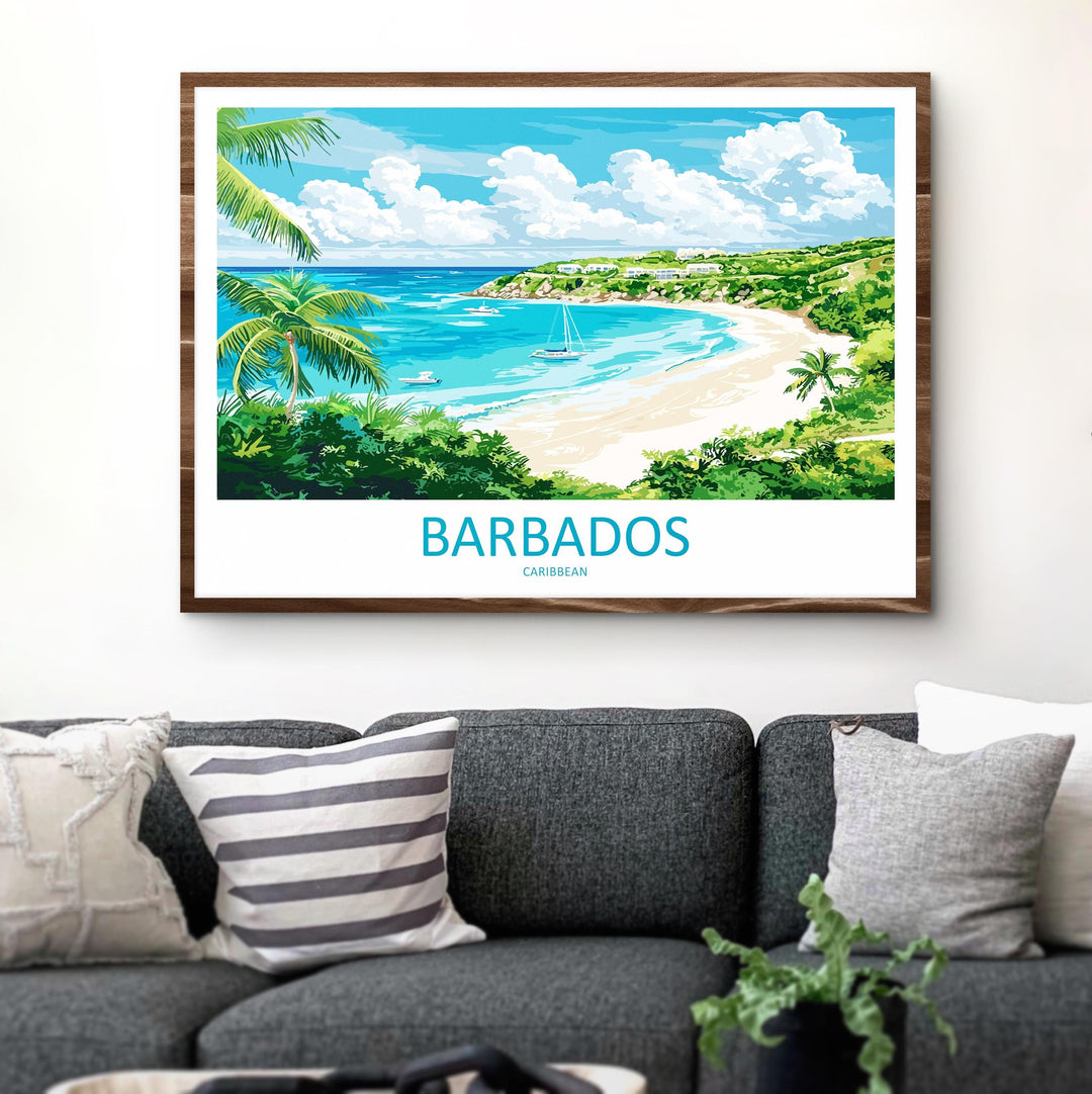 Barbados Landscape Travel Poster Scenic Caribbean Coastline Wall Art Tropical Beaches Print Island Decor Beautiful Barbados Artwork