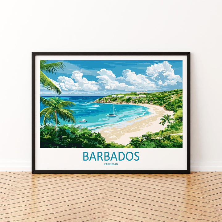 Barbados Landscape Travel Poster Scenic Caribbean Coastline Wall Art Tropical Beaches Print Island Decor Beautiful Barbados Artwork