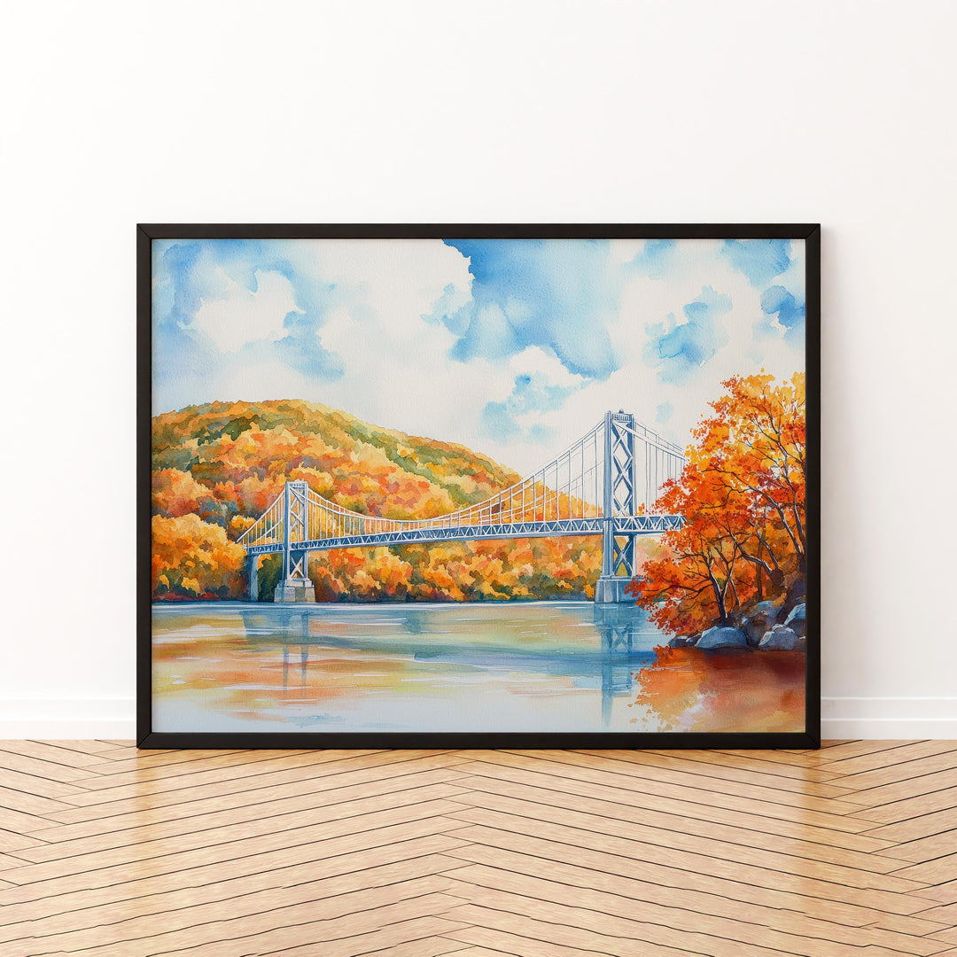 Hudson River Valley New York Watercolor Poster Hudson Travel Print Landscape Painting Wall Art Upstate Souvenir