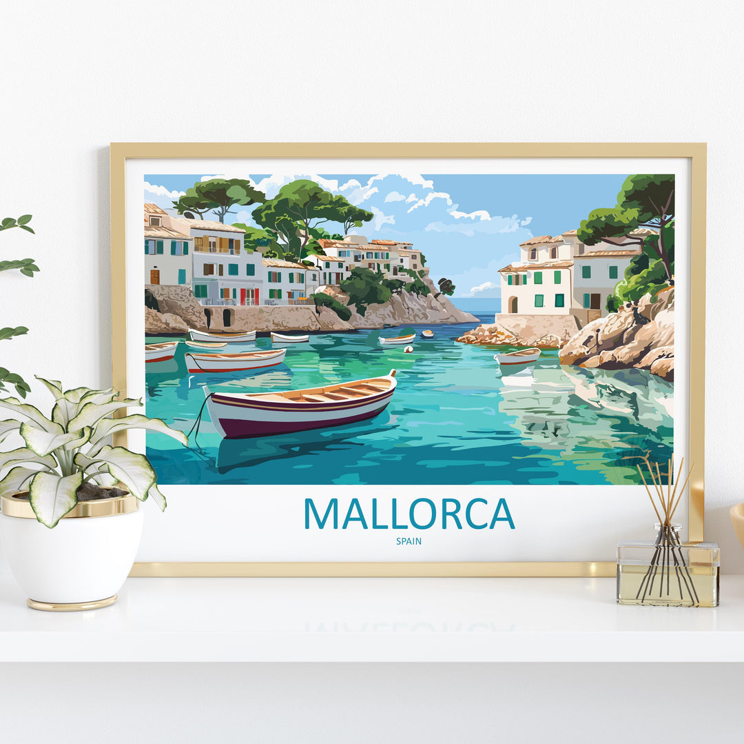 Mallorca Spain Landscape Travel Poster Scenic Island Coastline Wall Art Mediterranean Beaches Print Europe Decor Beautiful Mallorca Artwork