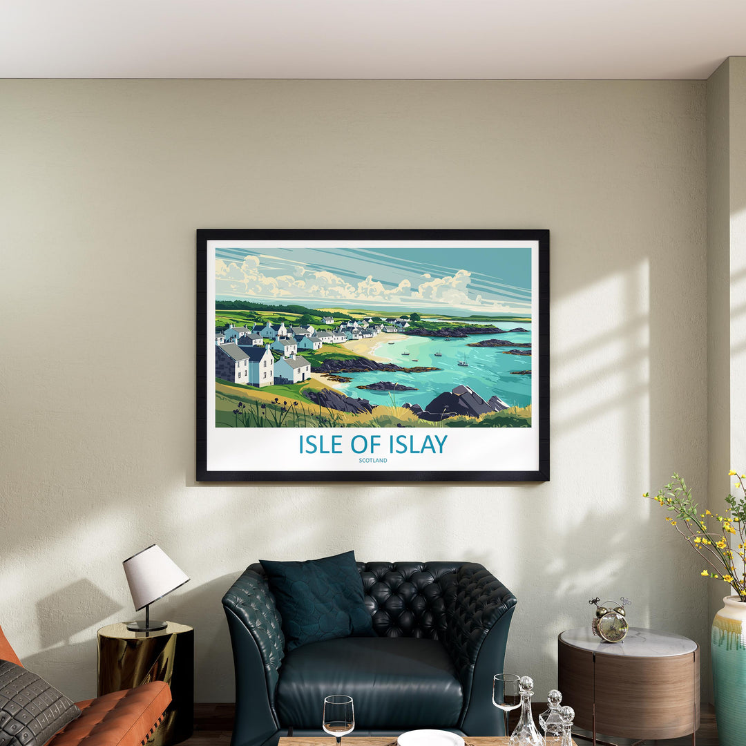 Isle of Islay Scotland Landscape Travel Poster Scenic Hebrides Coastline Wall Art Whisky Island Print UK Decor Beautiful Islay Artwork