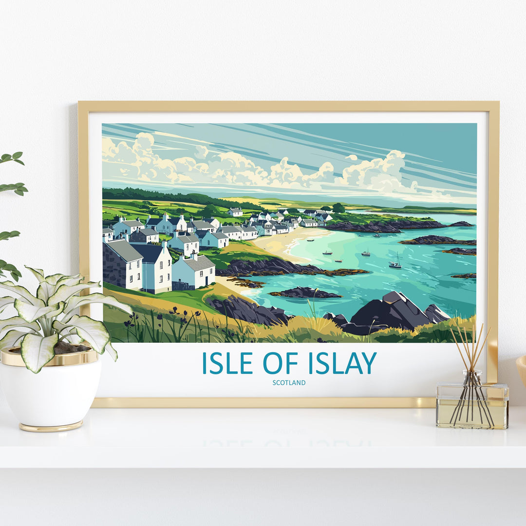 Isle of Islay Scotland Landscape Travel Poster Scenic Hebrides Coastline Wall Art Whisky Island Print UK Decor Beautiful Islay Artwork