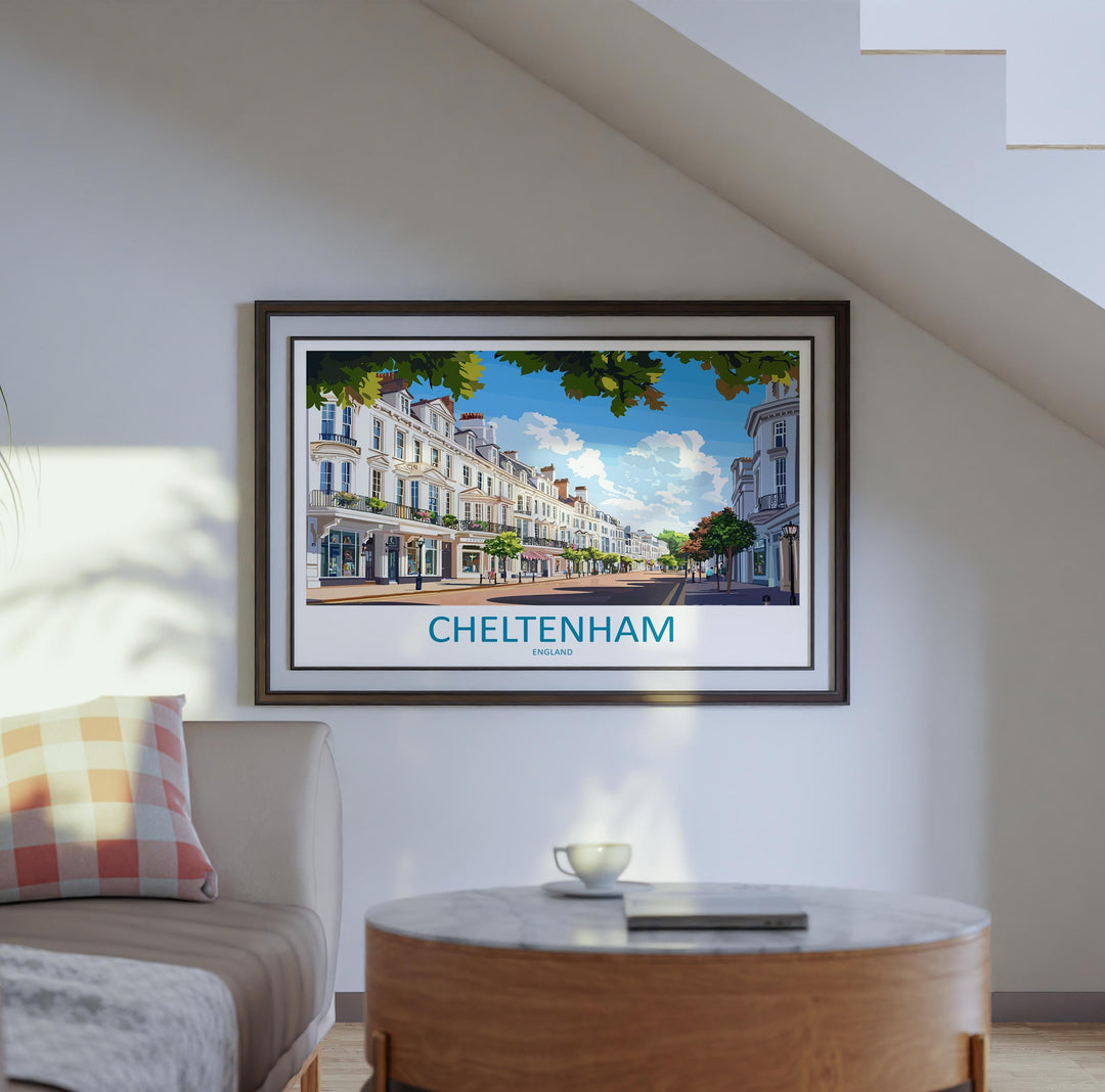 Cheltenham England Landscape Travel Poster Scenic Regency Town Wall Art Elegant Architecture Print UK Decor Beautiful Cheltenham Artwork