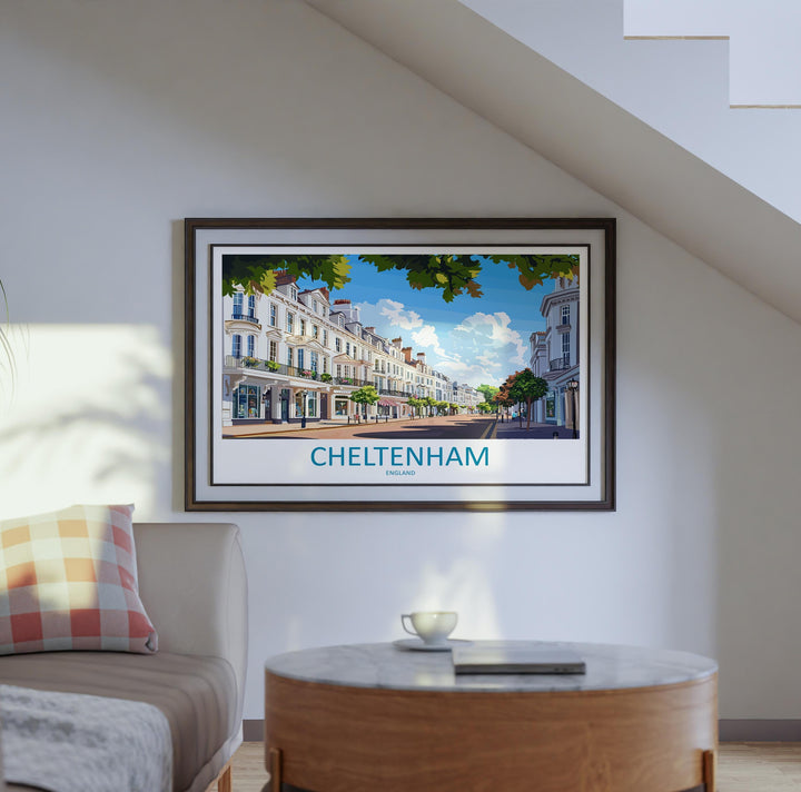 Cheltenham England Landscape Travel Poster Scenic Regency Town Wall Art Elegant Architecture Print UK Decor Beautiful Cheltenham Artwork