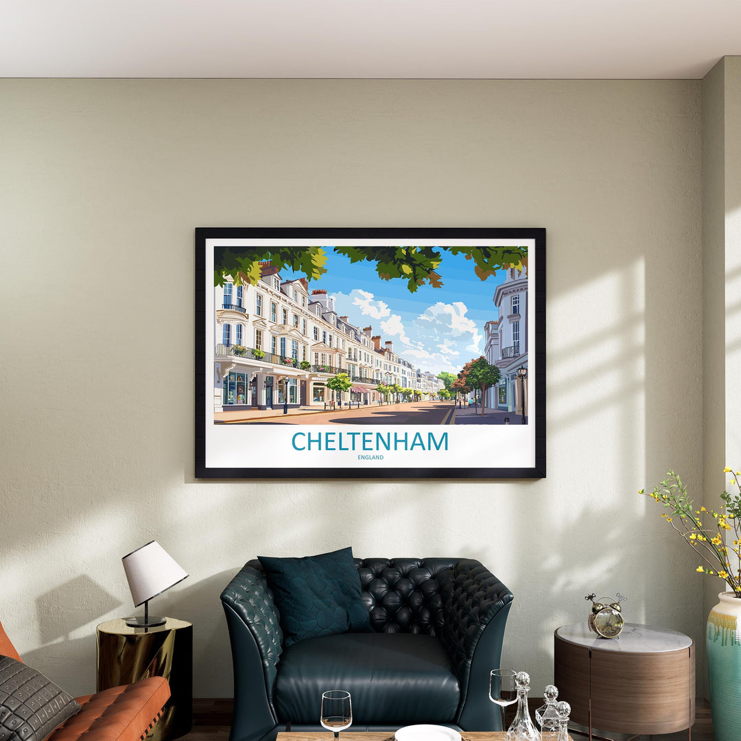 Cheltenham England Landscape Travel Poster Scenic Regency Town Wall Art Elegant Architecture Print UK Decor Beautiful Cheltenham Artwork