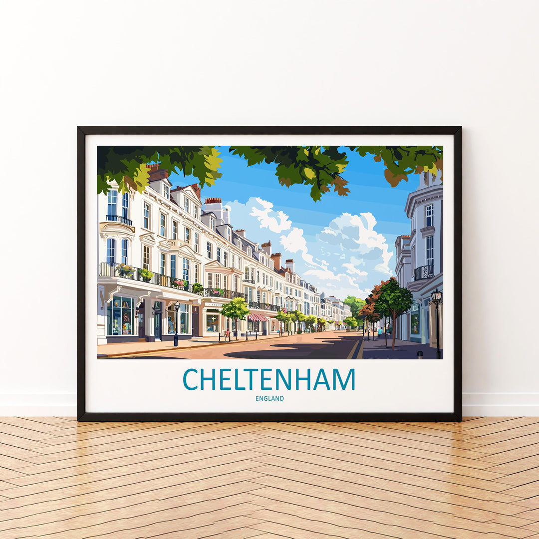Cheltenham England Landscape Travel Poster Scenic Regency Town Wall Art Elegant Architecture Print UK Decor Beautiful Cheltenham Artwork