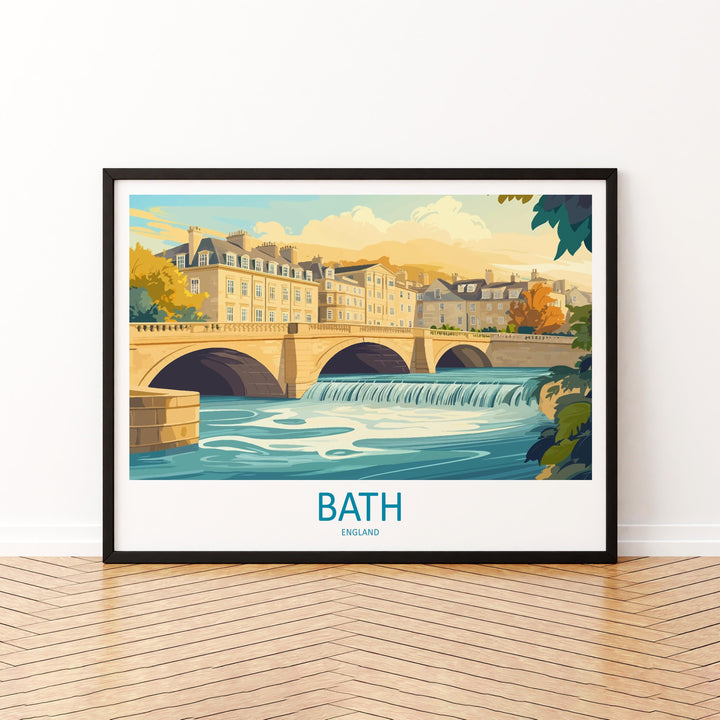 Bath England Landscape Travel Poster Scenic Georgian City Wall Art Roman Baths Print UK Architecture Decor Beautiful Bath Artwork