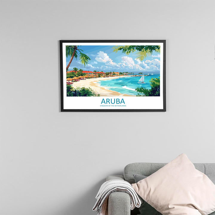 Aruba Landscape Travel Poster Scenic Caribbean Coastline Wall Art Tropical Beaches Print Island Decor Beautiful Aruba Artwork