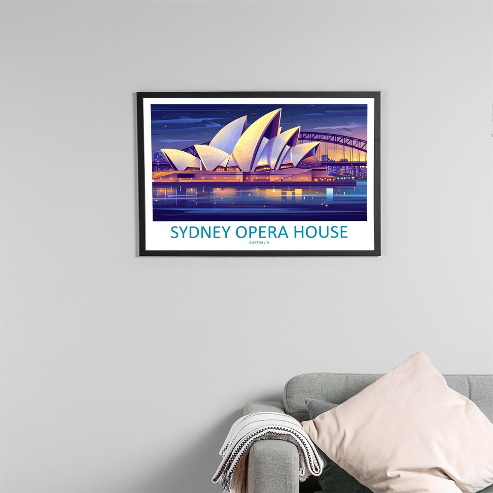 Sydney Opera House Australia Landscape Travel Poster Scenic Harbour Skyline Wall Art Iconic Landmark Print Decor Beautiful Sydney Artwork