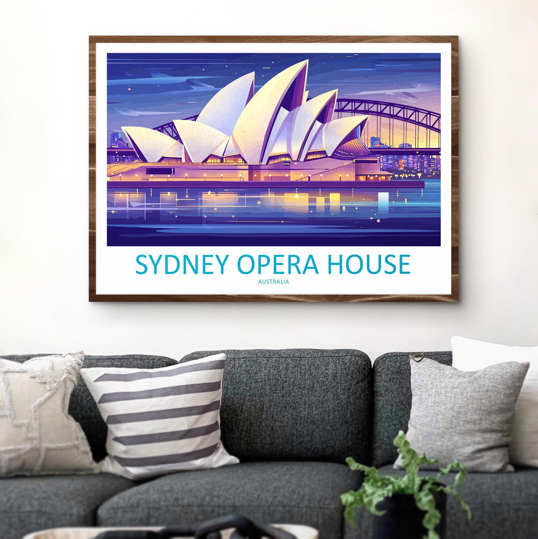 Sydney Opera House Australia Landscape Travel Poster Scenic Harbour Skyline Wall Art Iconic Landmark Print Decor Beautiful Sydney Artwork