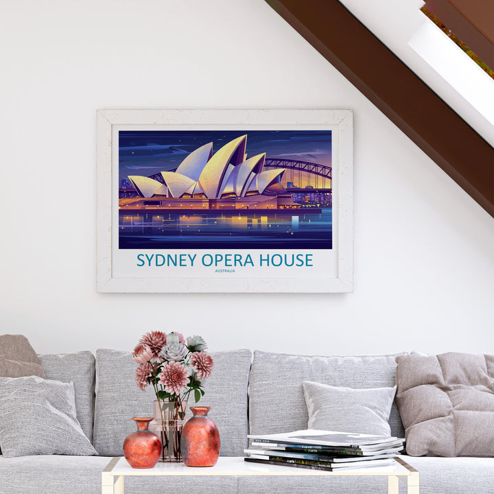 Sydney Opera House Australia Landscape Travel Poster Scenic Harbour Skyline Wall Art Iconic Landmark Print Decor Beautiful Sydney Artwork