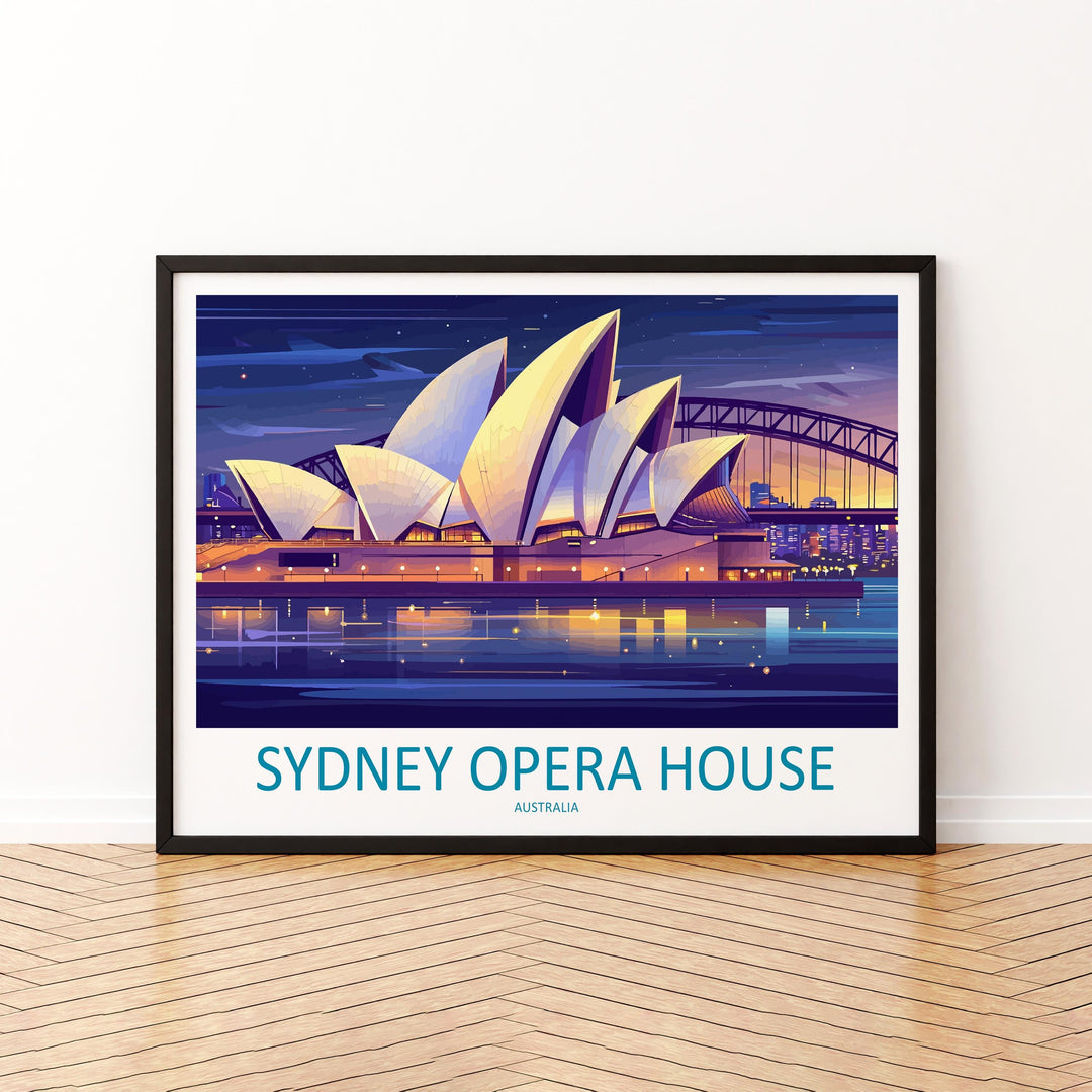 Sydney Opera House Australia Landscape Travel Poster Scenic Harbour Skyline Wall Art Iconic Landmark Print Decor Beautiful Sydney Artwork