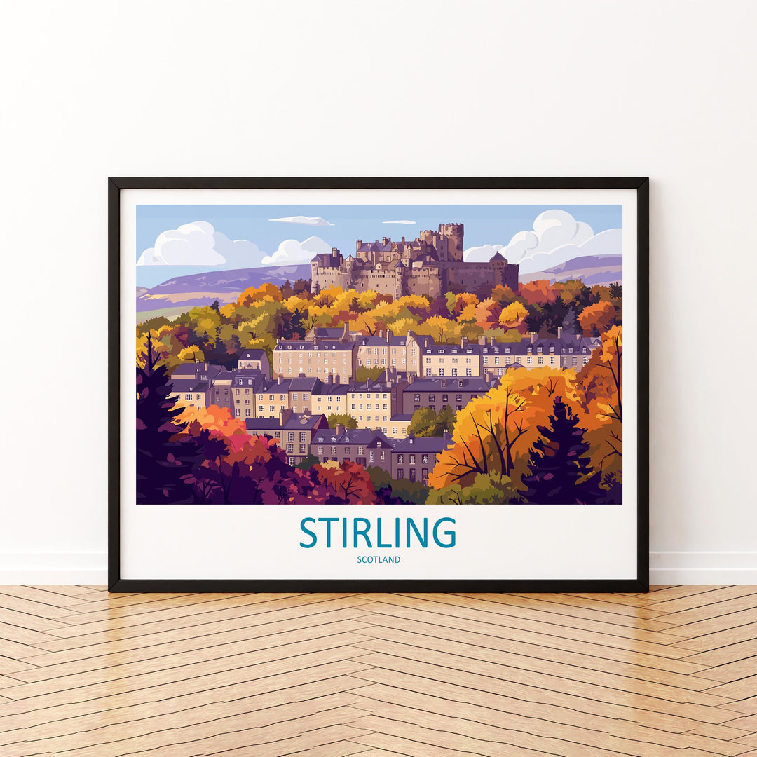 Stirling Scotland Landscape Travel Poster Scenic Castle City Wall Art Historic Highlands Print UK Decor Beautiful Stirling Artwork