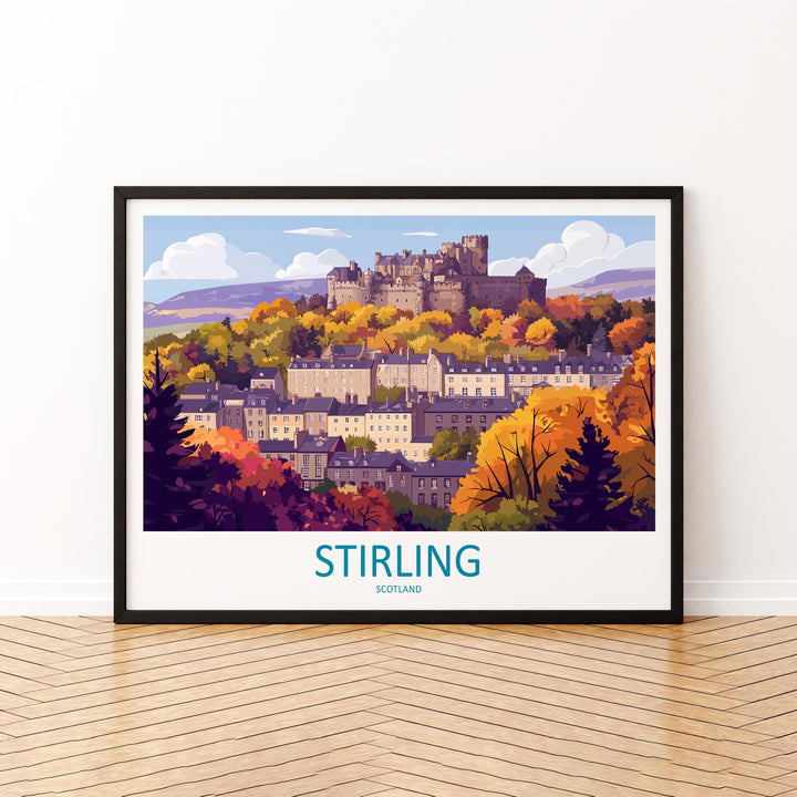 Stirling Scotland Landscape Travel Poster Scenic Castle City Wall Art Historic Highlands Print UK Decor Beautiful Stirling Artwork
