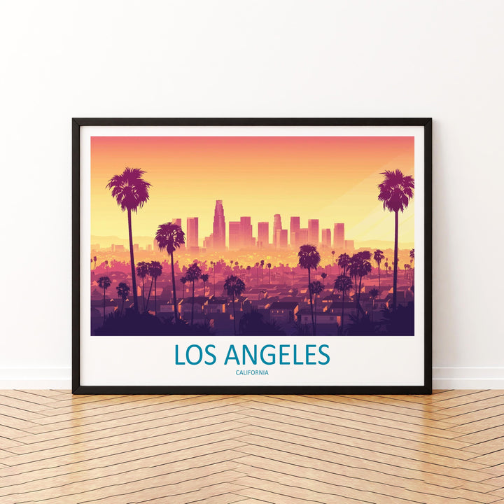 Los Angeles California Landscape Travel Poster Scenic City Skyline Wall Art Hollywood Hills Print USA Decor Beautiful Los Angeles Artwork