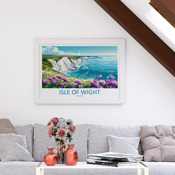Isle of Wight England Landscape Travel Poster Scenic Coastal Island Wall Art The Needles Cliffs Print UK Decor Beautiful Isle of Wigh