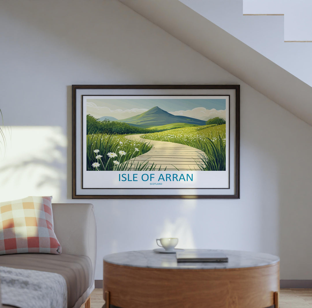 Isle of Arran Scotland Landscape Travel Poster Scenic Island Mountains Wall Art Rugged Coastline Print UK Decor Beautiful Arran Artwork