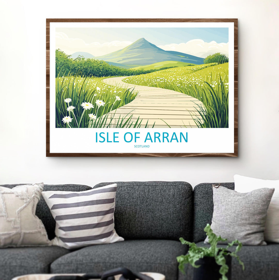 Isle of Arran Scotland Landscape Travel Poster Scenic Island Mountains Wall Art Rugged Coastline Print UK Decor Beautiful Arran Artwork