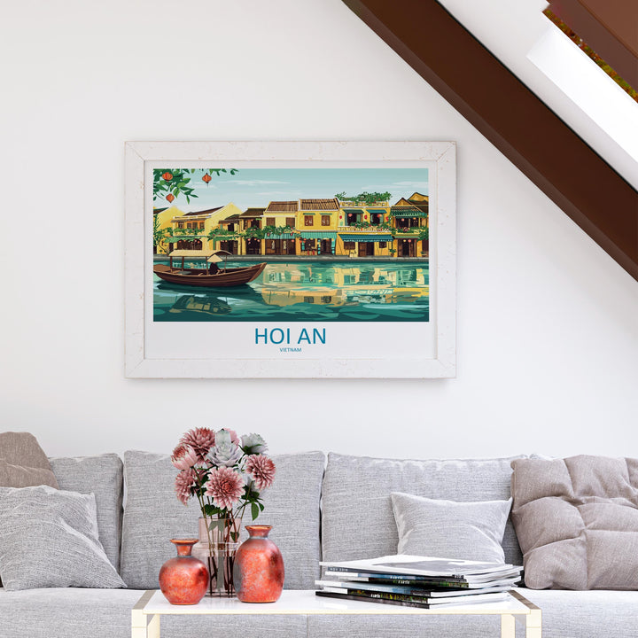 Hoi An Vietnam Landscape Travel Poster Scenic Lantern Town Wall Art Riverside Old Quarter Print Asia Decor Beautiful Hoi An Artwork