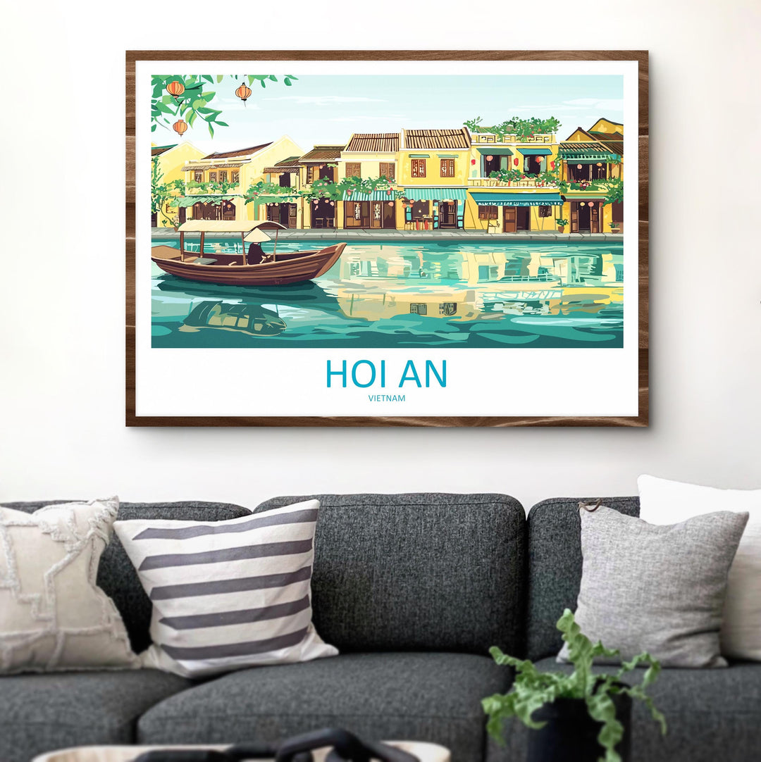 Hoi An Vietnam Landscape Travel Poster Scenic Lantern Town Wall Art Riverside Old Quarter Print Asia Decor Beautiful Hoi An Artwork