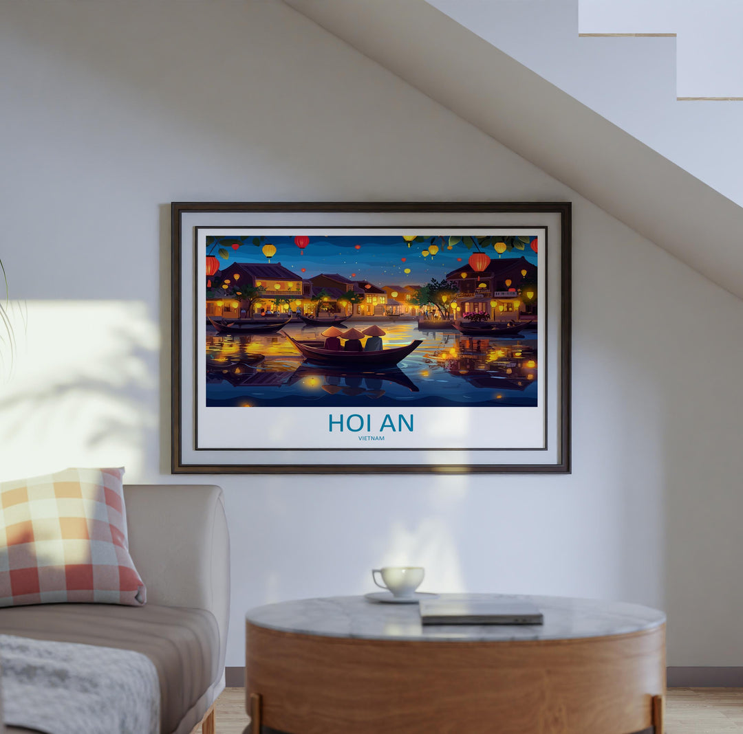 Hoi An Vietnam Landscape Travel Poster Scenic Lantern Town Wall Art Riverside Old Quarter Print Asia Decor Beautiful Hoi An Artwork