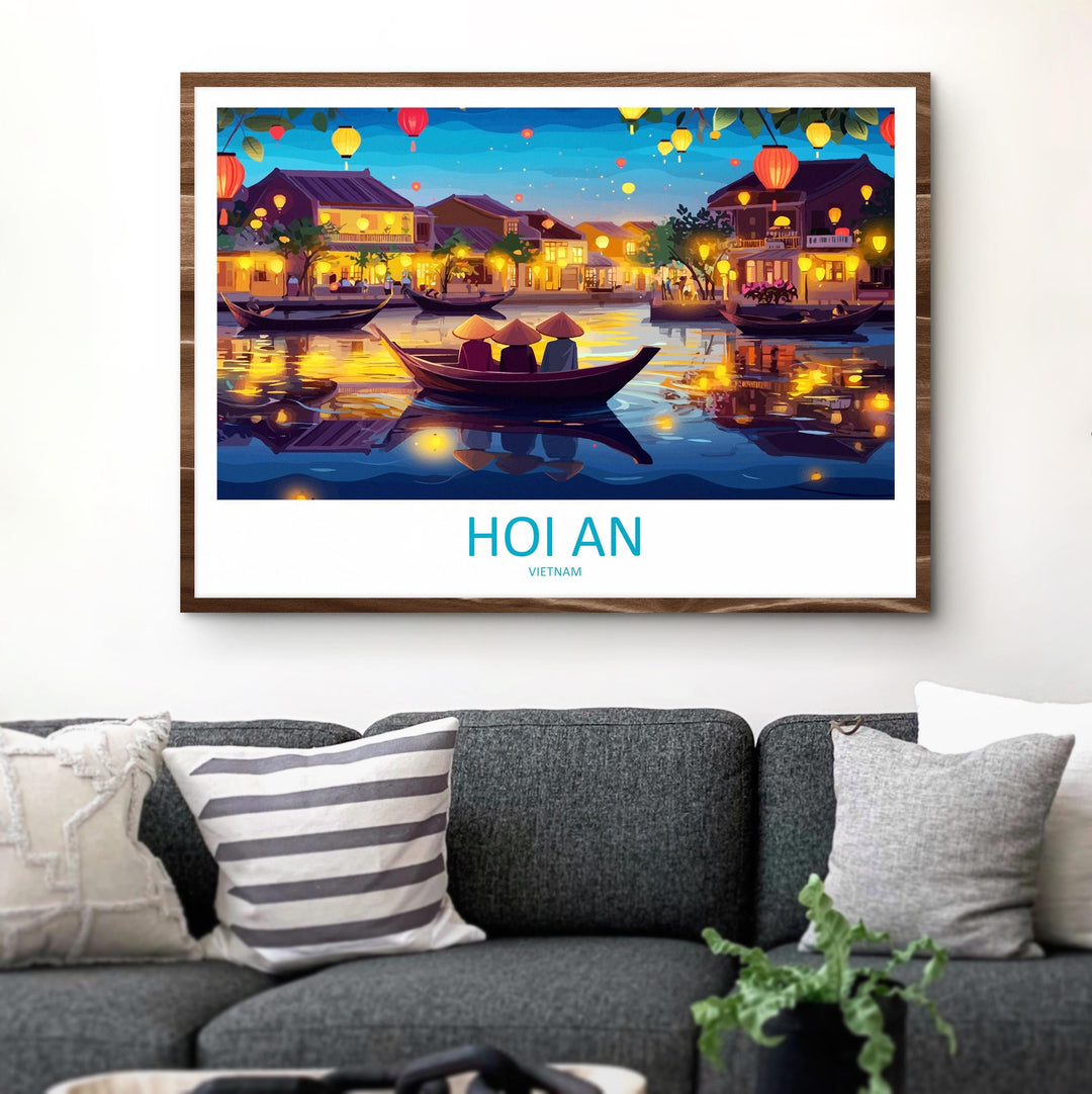Hoi An Vietnam Landscape Travel Poster Scenic Lantern Town Wall Art Riverside Old Quarter Print Asia Decor Beautiful Hoi An Artwork
