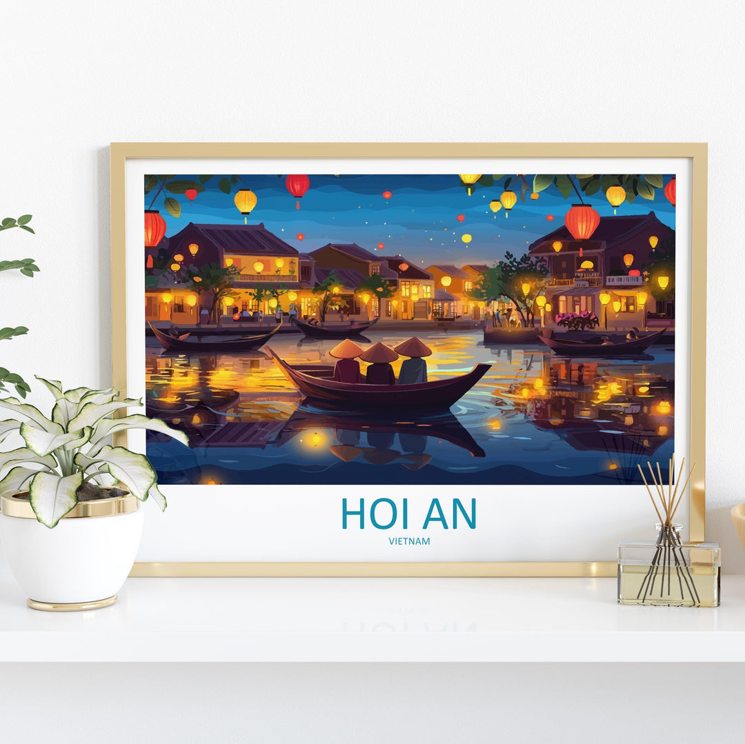 Hoi An Vietnam Landscape Travel Poster Scenic Lantern Town Wall Art Riverside Old Quarter Print Asia Decor Beautiful Hoi An Artwork