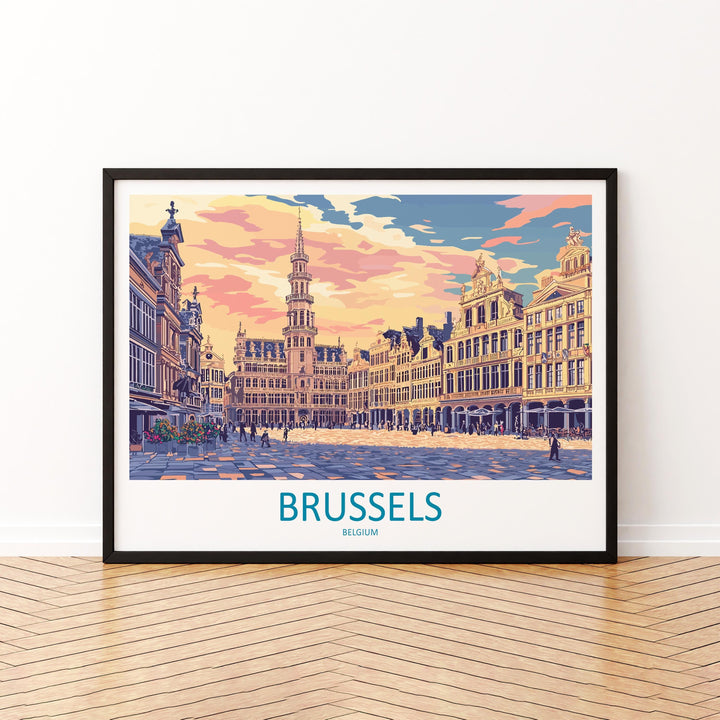 Brussels Belgium Landscape Travel Poster Scenic European Capital Wall Art Grand Place Print City Architecture Decor Beautiful Brussels